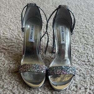 Steve Madden Silver Heels Sparkly Design